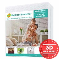 Sopat Full Mattress Protector 100% Waterproof Mattress Pad Cover 3D Air Fabric Breathable Smooth Soft Cover