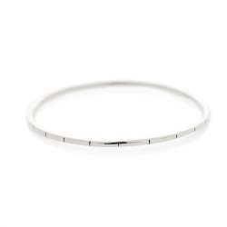 Striped Silver Bangle - Large 65MM