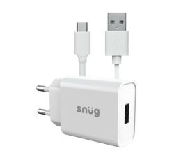 Snug Lite 1 Port 2.1A Charger + Typce C Cable White