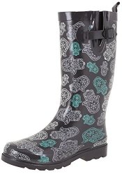 Capelli New York Ladies Hamsa Medley Printed Rain Boots Grey Combo 9