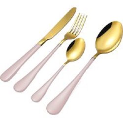 Authentic Two-tone Cutlery Dinner Set & Pvc Pack 24 Piece Pink