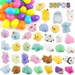 Funnism 36PCS Prefilled Easter Eggs With Mochi Squishy Toys Easter Basket Stuffers For MINI Squishies Kawaii Animal - Easter Egg Theme Party Favors MINI