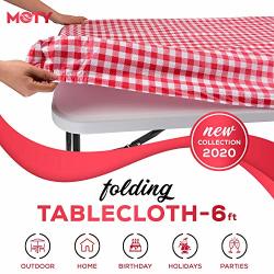 Tablecloth For Folding Table -fitted Rectangular Table Cloth For 6 Foot - Size 32 X 72 Inch - 180 X 75 Cm Plastic Vinyl