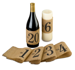 Burlap Table Number Wraps Numbers 1-20