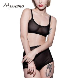 Missomo Black Sexy Push Up Lace Lingerie Panties Bra Sets - Black Bra Set L