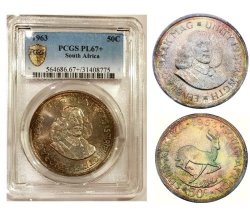 Only One In Plus Designation 1963 S.africa 50 Cents Pcgs Secure Pl67+ Beyond Beautiful