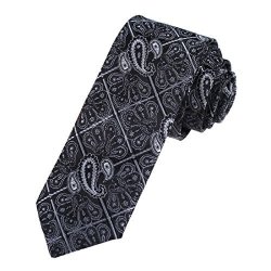 Dan Smith DAE7B06C Black Silver Infinity Skinny Neck Ties Microfiber Groomsmen Gift Patterned Skinny Tie
