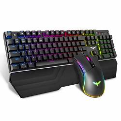 havit wired mechanical gaming keyboard and rgb mouse combo set