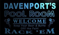PY1509-B Davenport's Pool Room Rack 'em Welcome Bar Beer Neon Light Sign