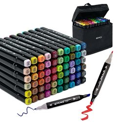 48 Colors Dual Tip Alcohol Based Sketch Markers Set,Fine Point and