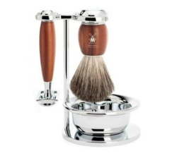 Shaving Set Vivo 4 Piece Pure Badger Brush W Safety Razor - Plum Wood