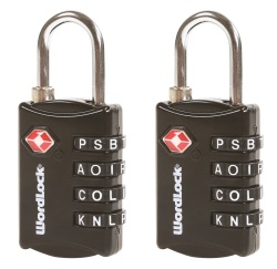 Wordlock Set of 2 TSA Luggage Locks in Black
