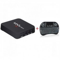 Mxq Pro 4K 5G S905W Smart Android Tv Box + I8 Backlit MINI Wireless Keyboard With Touchpad Infrared Remote Control