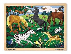Melissa & Doug Frolicking Horses Wooden Jigsaw Puzzle With Storage Tray 48 Pcs