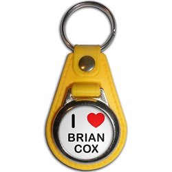 I Love Brian Cox - Yellow Plastic Metal Medallion Coulor Key Ring