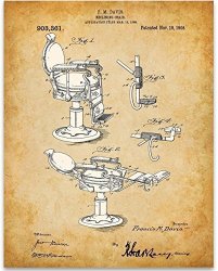 Reclining Barber Chair Patent Print - 11X14 Unframed Patent - Great Barber Shop Decor Or Hair Stylists