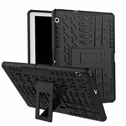 Huawei Mediapad T3 10 Case Luffytops Rugged Armor Case With Resilient Shock Absorption And Stand Design For Huawei Mediapad T3 10 9.6" - Black