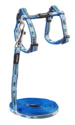 - 8MM Nightcat Cat Lead h-harness - Blue Floral