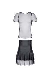 High Waisted Black Skirt With T-Shirt - Small