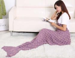 Pleated Mermaid Tail Blanket 608 in Pink