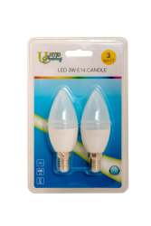 3 Watt Warm White E14 Candle LED Bulb Twin Pack