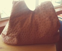 Ostrich Leather Shoulder " Leony" Handbag