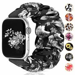 Moretek Scrunchie Bands Compatible With Apple Watch Band 38MM 40MM 42MM Soft Pattern Printed Fabric Sport Replacement Wristbands For Women With Iwatch Series 4