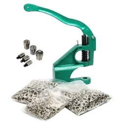 Qwork - Hand Press Heavy Duty Eyelet Grommet Machine Punch Tool Kit with 3  Dies and 1500