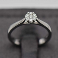 9CT White Gold Cluster Engagement Ring