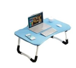 Foldable Dormitory Study Desk Bed Desk Table Computer Office Desk-blue