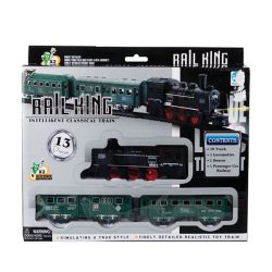 Train Set - Bpa-free Plastic - Black & Green - 13 Piece - 6 Pack