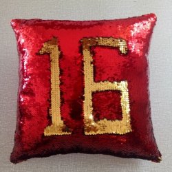 Two-way Mermaid Sequin Pillow Case With Inner Cushion - Red gold