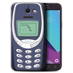 STUFF4 Gel Tpu Phone Case Cover For Samsung Galaxy J3 2017 J327 Blue Nokia 3310 Design Retro Phones Collection