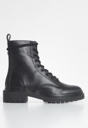 Hazard Leather Combat Boot - Black Leather