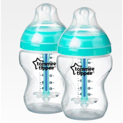 Tommee Tippee Anti-colic Baby Bottles Slow Flow Teat And Unique Anti-colic Venting System 260ML Pack Of 2 Clear