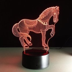 Yeduo 3D LED Animal Nightlights Horse Zebra Desk Table Lamp USB Bedside Night Light