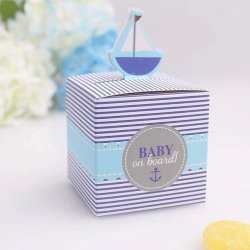 Baby Shower Favor Box--"baby On Board " Pop-up Sailboat Favor Boxes