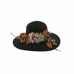 A-hha Wide Brim Sun Hat Black Adjustable 56-58CM