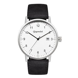 Gigandet Men's Quartz Watch Minimalism Analog Leather Strap Silver Black G26-001