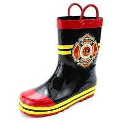 Fireman Kids Firefighter Costume Style Rain Boots 9 10 M Us Little Kid Fire Dept Black