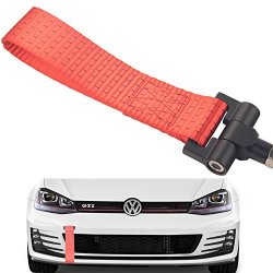 Dewhel Track Racing Style Tow Hook W red Towing Strap Front Rear Bumper Screw On For Volkswagen MK7 Vii Golf GTI 2015-UP