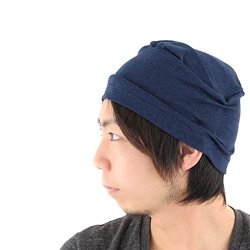 Casualbox Womens Organic Made In Japan Night Cap Sleep Beanie Indoor Hat Navy