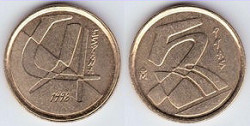 Spain Coin 5 Ptas Pesetas Km833 Unc M-0795