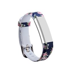 I-smile Newest Replacement Wristband With Secure Clasps For Fitbit Alta Only No Tracker Replacement Bands Only Blue Flowers