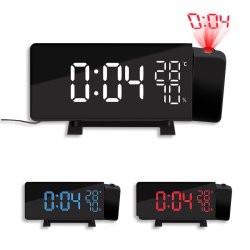 Thermometer TS-5210 Hygrometer Digital Clock 3 Color Projection LED Switch Display Time Clock Tempe