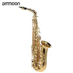 Ammoon Be Alto Saxphone Brass Lacquered Gold E Flat Sax 802 Key Type Woodwind Instrument With Cleani
