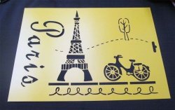 The Velvet Attic - A3 Stencil - Paris Eiffel Bicycle