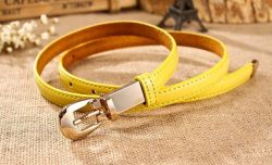Belt For Women Made Of Genuine Leather In Candy Color - Yellow