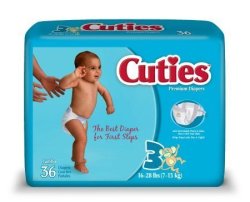 Special 4 Packs Of Diapers Cutie Size 3 16-28 Lbs - 36 Per Pack - First Quality CR3001