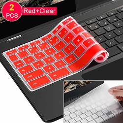 2 Pack Lapogy Keyboard Cover Skin For Samsung Chromebook Plus 12.3 Inch samsung Chromebook Pro 12.3 Inch Chromebook Plus XE513C24 Chromebook Pro XE513C24 Clear And Red